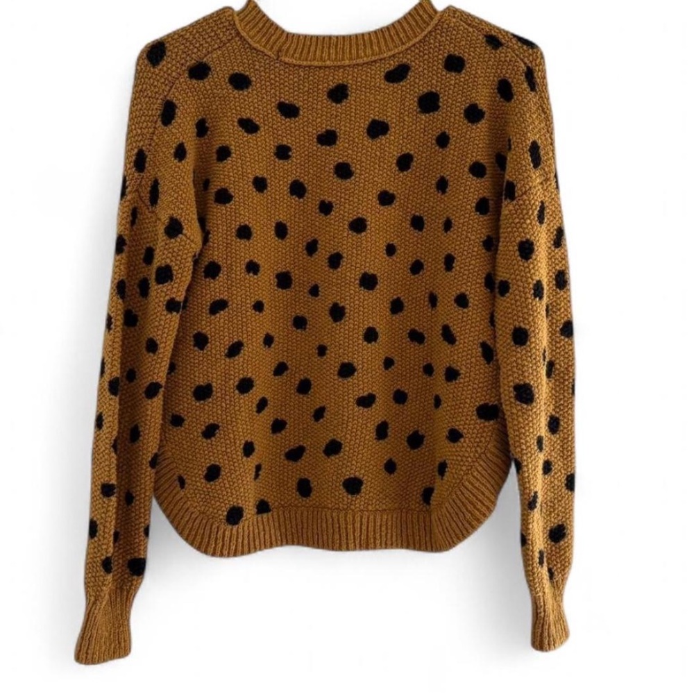 Madewell Tan and Black Polka Dot Sweater